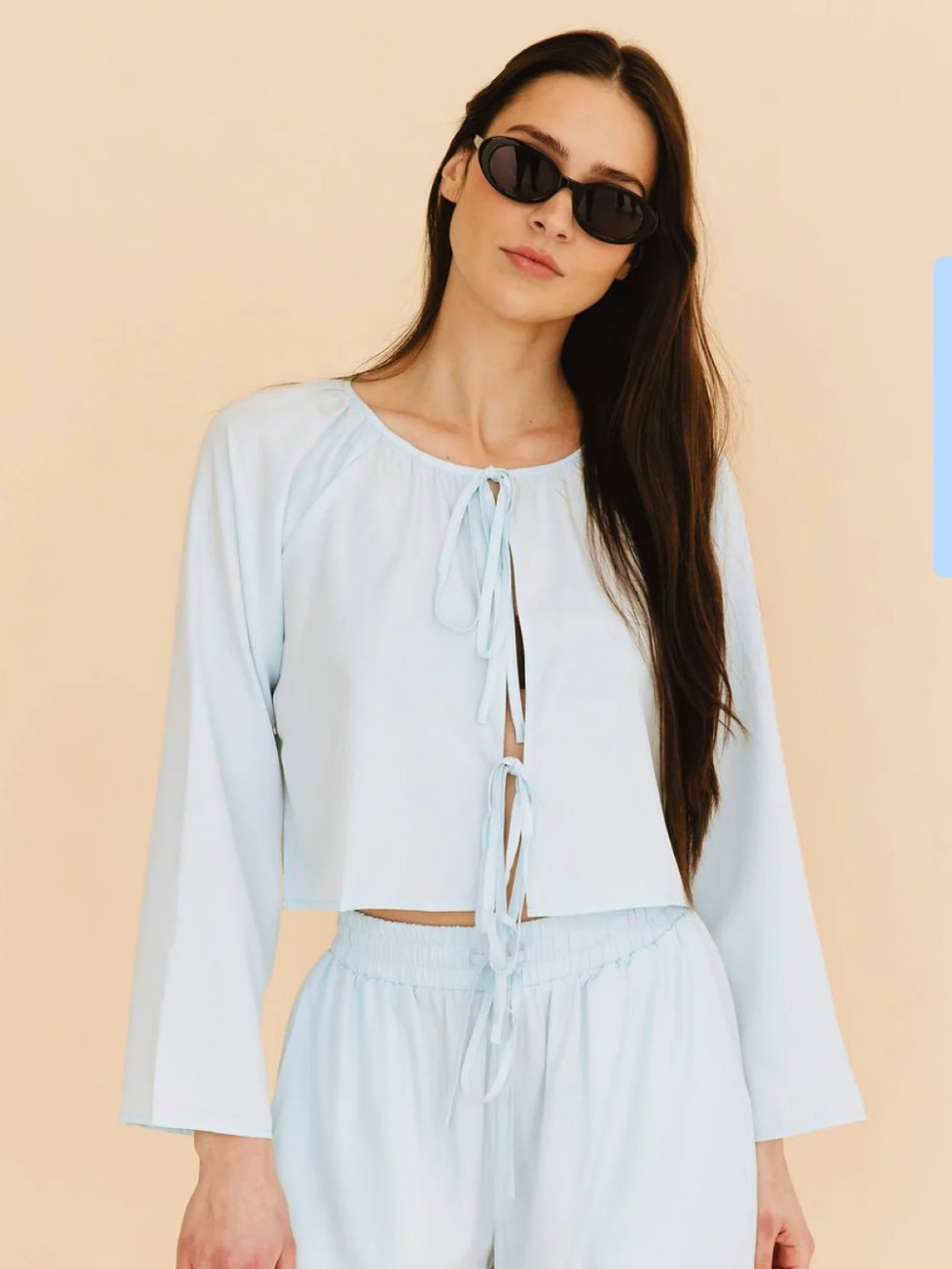 Georgie Front-Tie Top in Blue, Size XS/S